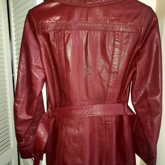 VINTAGE AGNER BELTED JACKET OXBLOOD SZ 10 - Picture 9 of 15